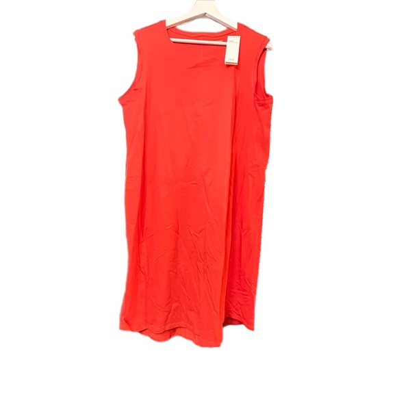 EILEEN FISHER Elegant Red Viscose Sleeveless Dress - Picture 3 of 6